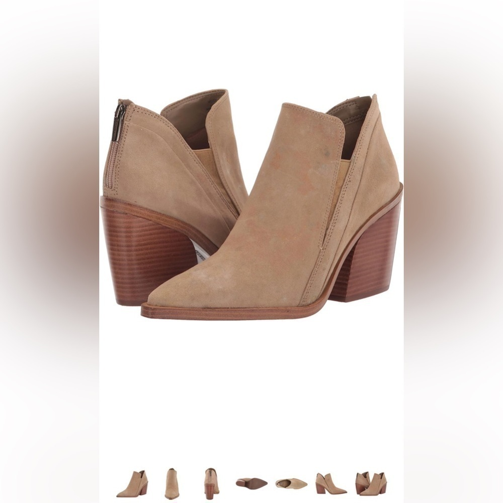 VINCE CAMUTO GRADINA BOOT BLOCK HEEL ANKLE BOOTIE SUEDE 7.5 M NEW NO BOX